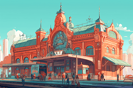一个繁忙的火车站图片
