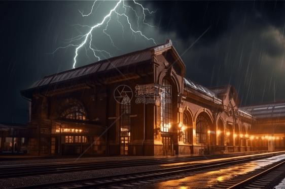 火车站的闪电图片
