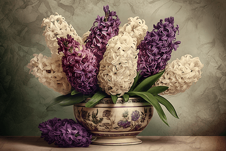 花瓶中的紫色风信子图片