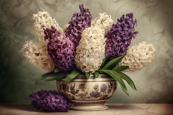 花瓶中的紫色风信子图片