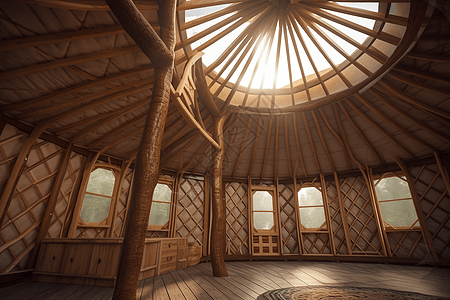 木制蒙古包3D设计图图片
