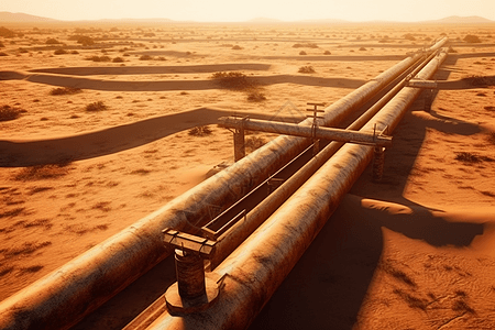 沙漠的输油管道图片