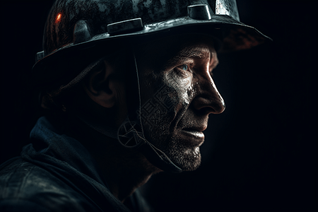 戴着头盔检查煤层的煤矿工人图片