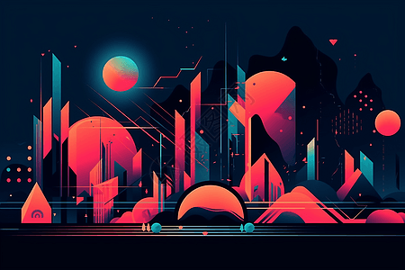 抽象科技,抽象的不同形状的插画背景插画