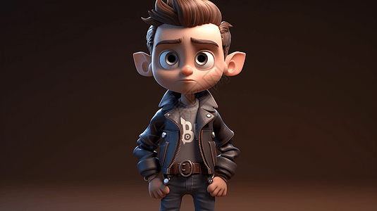 穿着皮夹克和破烂牛仔裤的卡通人物图片素材