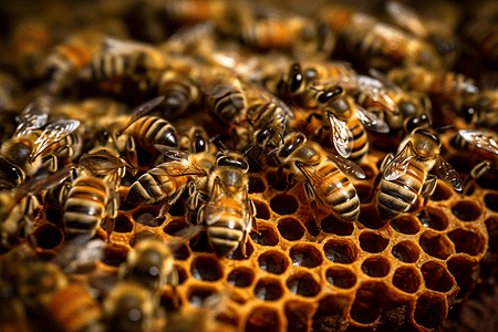 一群蜜蜂忙碌采蜜高清图片