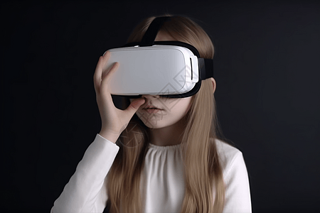 使用VR虚拟眼镜的女孩图片