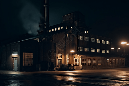 黑暗中的工厂车间图片
