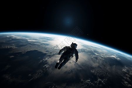 宇航员漂浮在太空背景图片