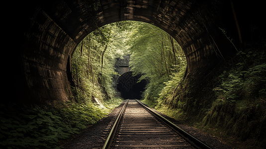 废弃的铁路隧道图片