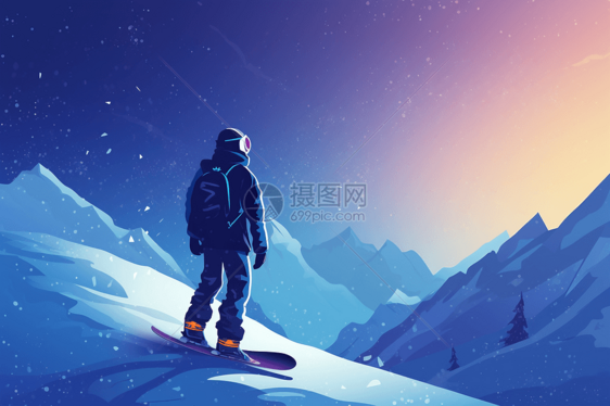 滑雪的人在雪山图片