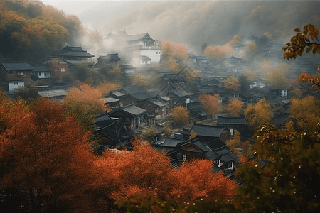 烟雨江南江南小城设计图片