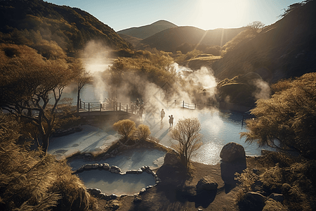 温泉度假背景图片