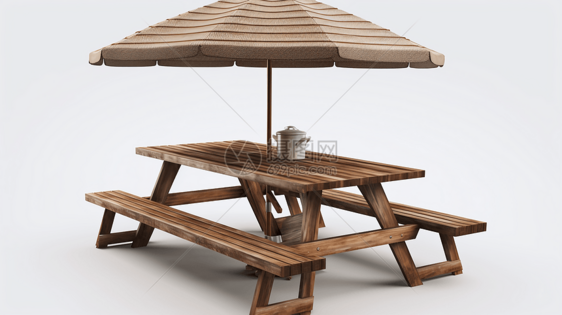 户外用的木制野餐桌图片