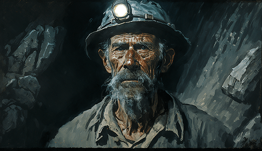 矿井中的旷工老人图片