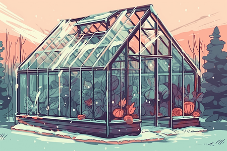冬季的温室大棚图片