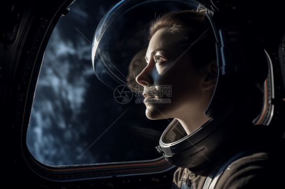 宇航员从窗外望向空间站图片