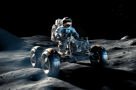 宇航员行驶在月球表面图片