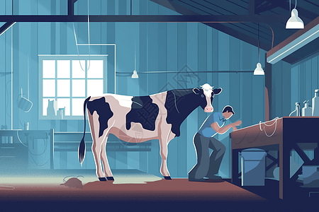 插画智能奶牛背景图片
