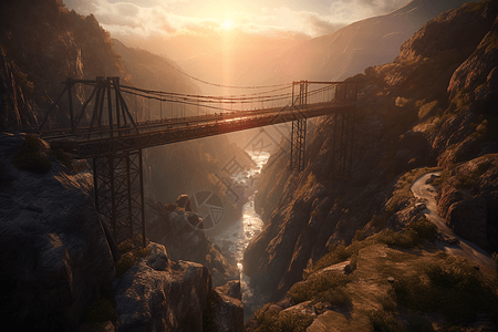 建造横跨峡谷的桥梁图片