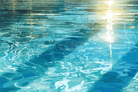清澈的泳池海水波光粼粼图片