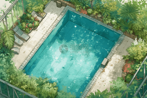 插画泳池游泳图片