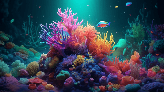彩色水下珊瑚图片