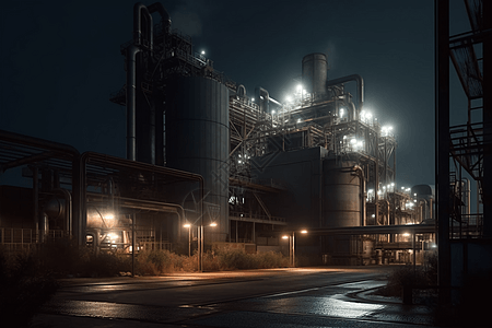 夜间工业区厂房图片