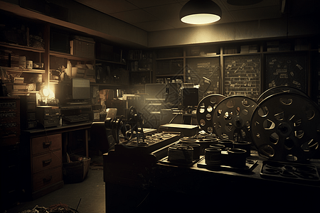 昏暗的影院放映室高清图片下载-正版图片600036733-摄图网