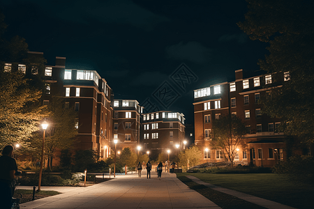 夜间大学的景色图片