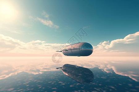 海平面上的悬浮汽车图片