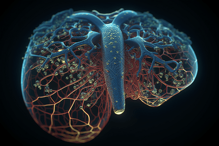 肝脏的详细3D图背景图片