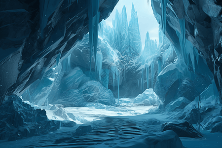 闪闪发光冰冻的洞穴图片