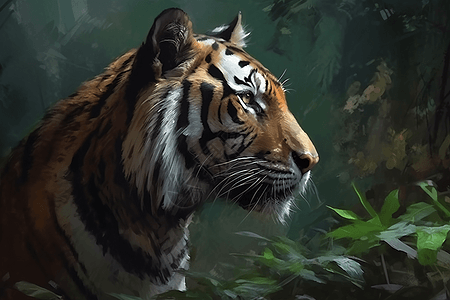 丛林中威风凛凛的老虎图片