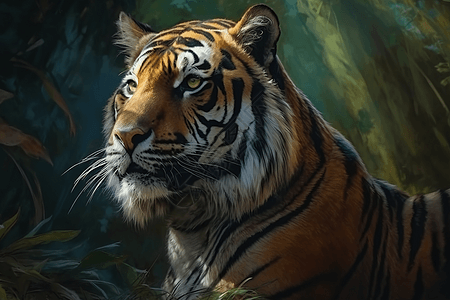 丛林中的老虎高清插画图片