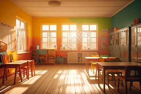 阳光下的儿童教室背景图片