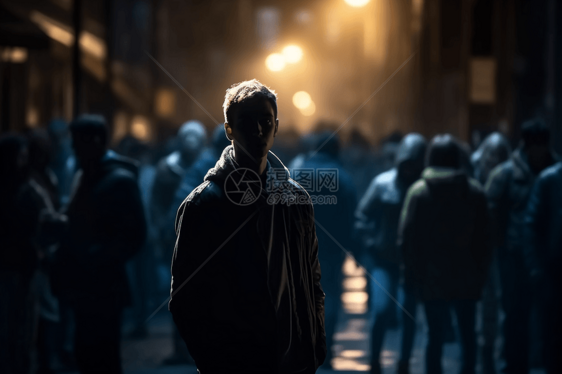 街道人群中的男子图片