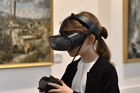 虚拟展览一名学生使用VR技术学习背景