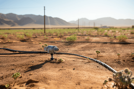 干燥沙漠中的智能灌溉系统图片