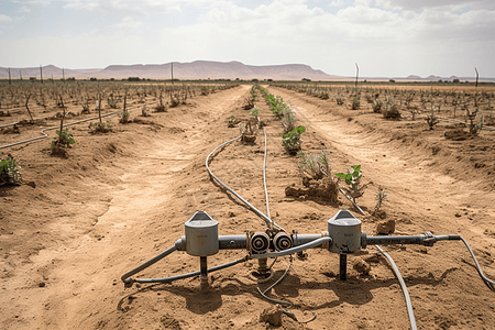干燥沙漠中用水的智能灌溉系统图片