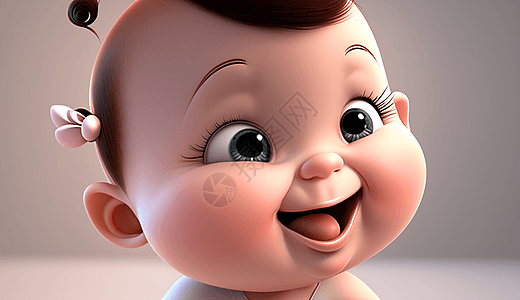 微笑的3D卡通宝宝图片