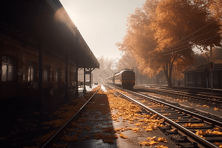 秋季火车站图片