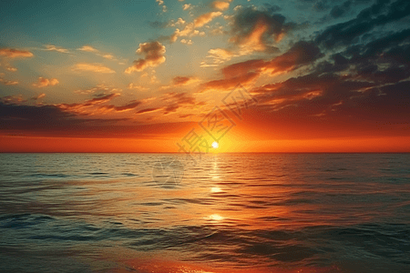 日落下的海面图片
