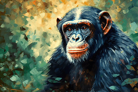 丛林藤蔓下动物黑猩猩图片