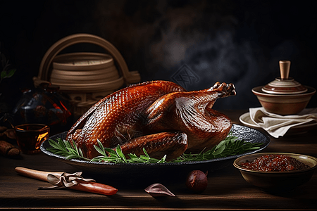北京烤鸭展示背景图片