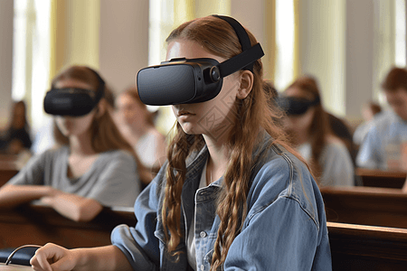 学生用VR技术从看待事情图片