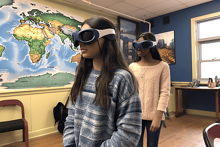 学生通过在VR中体验不同的文化学习图片