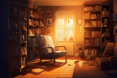 温暖的书屋背景图片