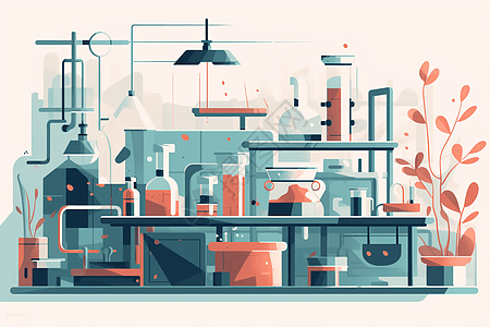 扁平科学实验室仪器图片
