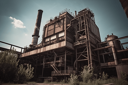 破旧的煤炭电厂高清图片